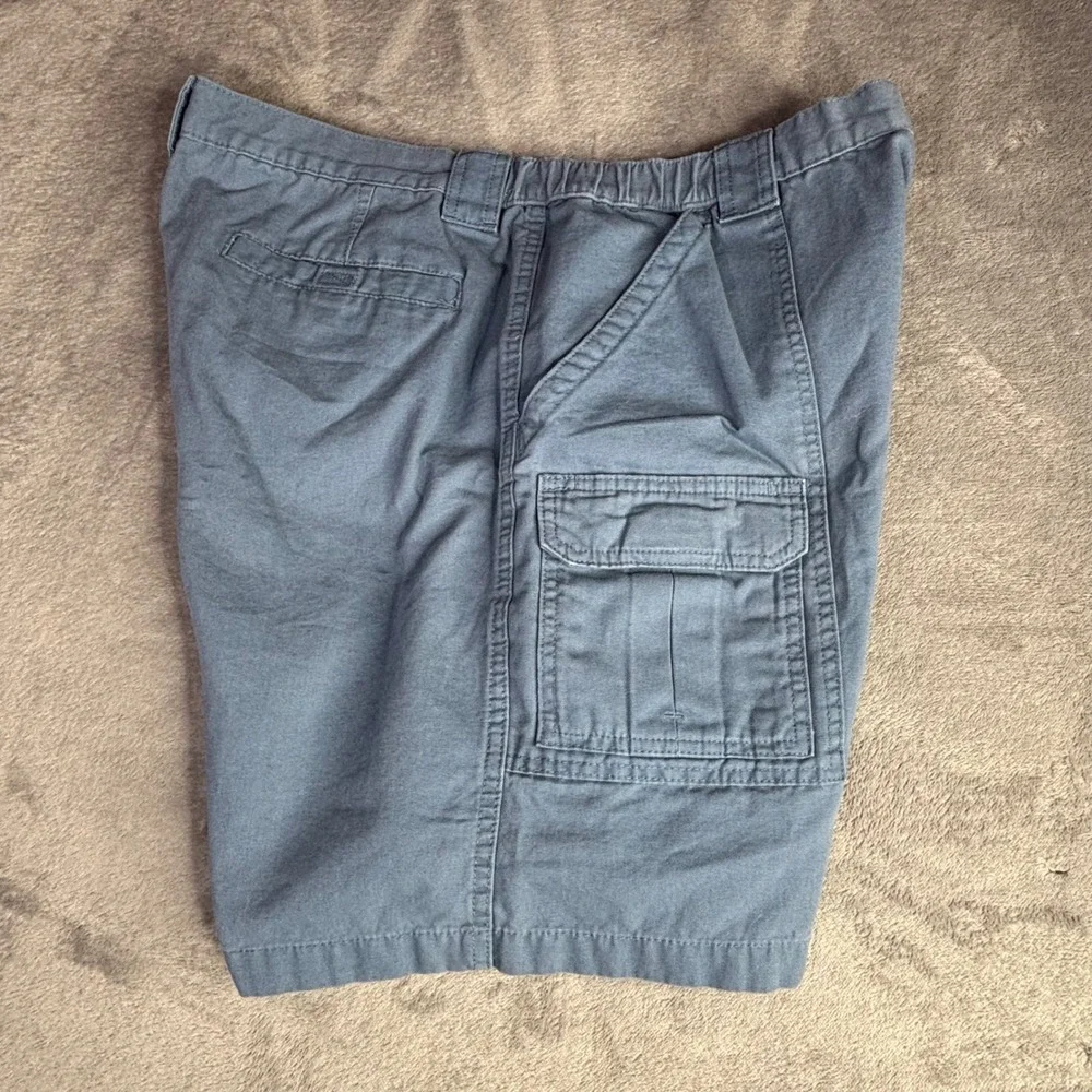 Savane Cargo Shorts Mens 38 (36x8) Blue Gray Cotton Canvas Elastic Waist Utility